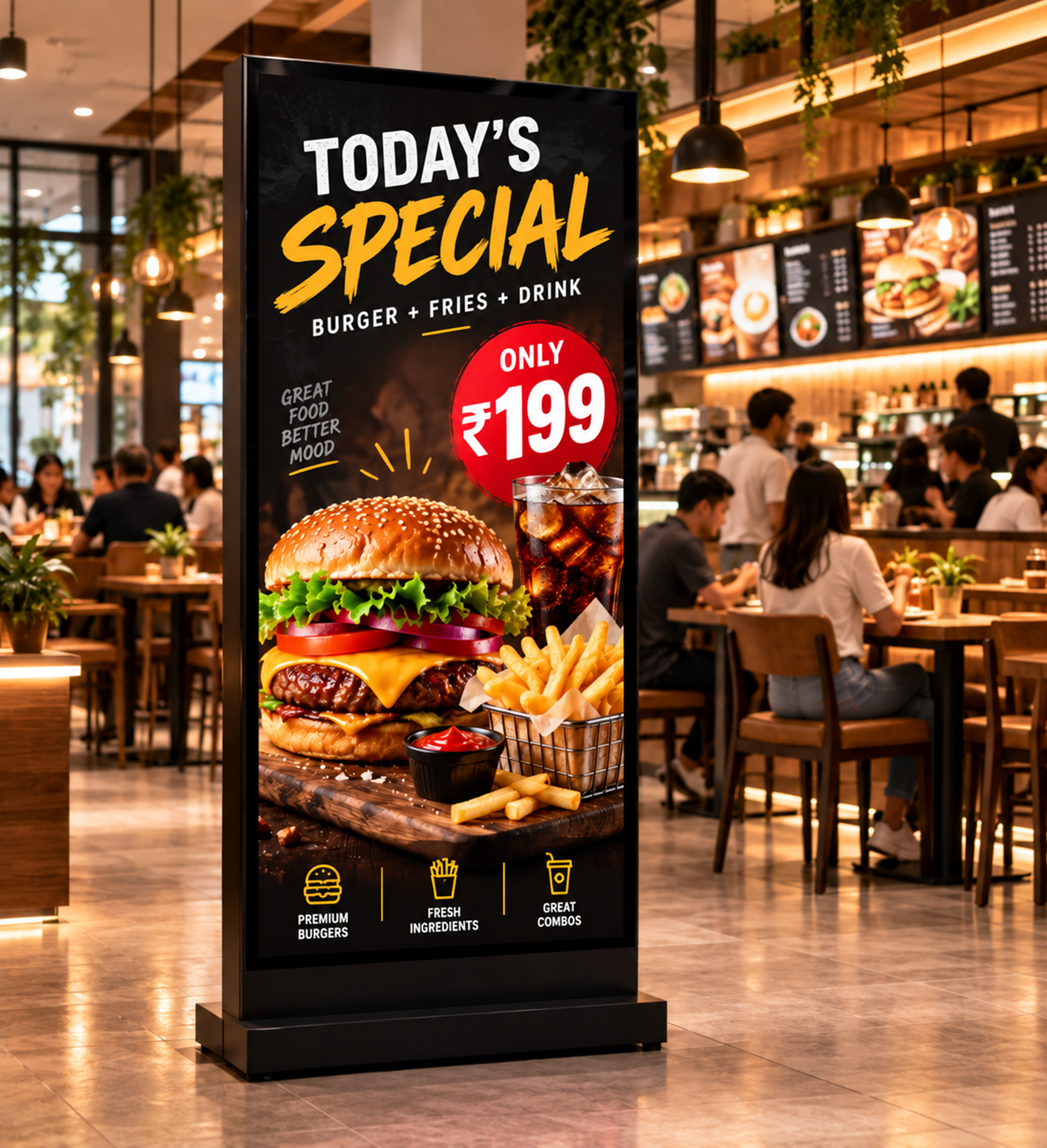 Digital signage for a restaurant
