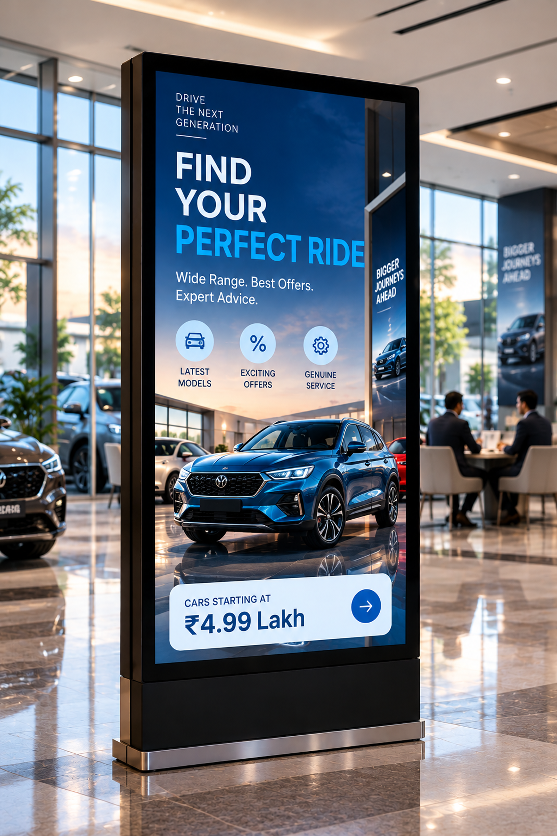 Digital signage for an automobile showroom