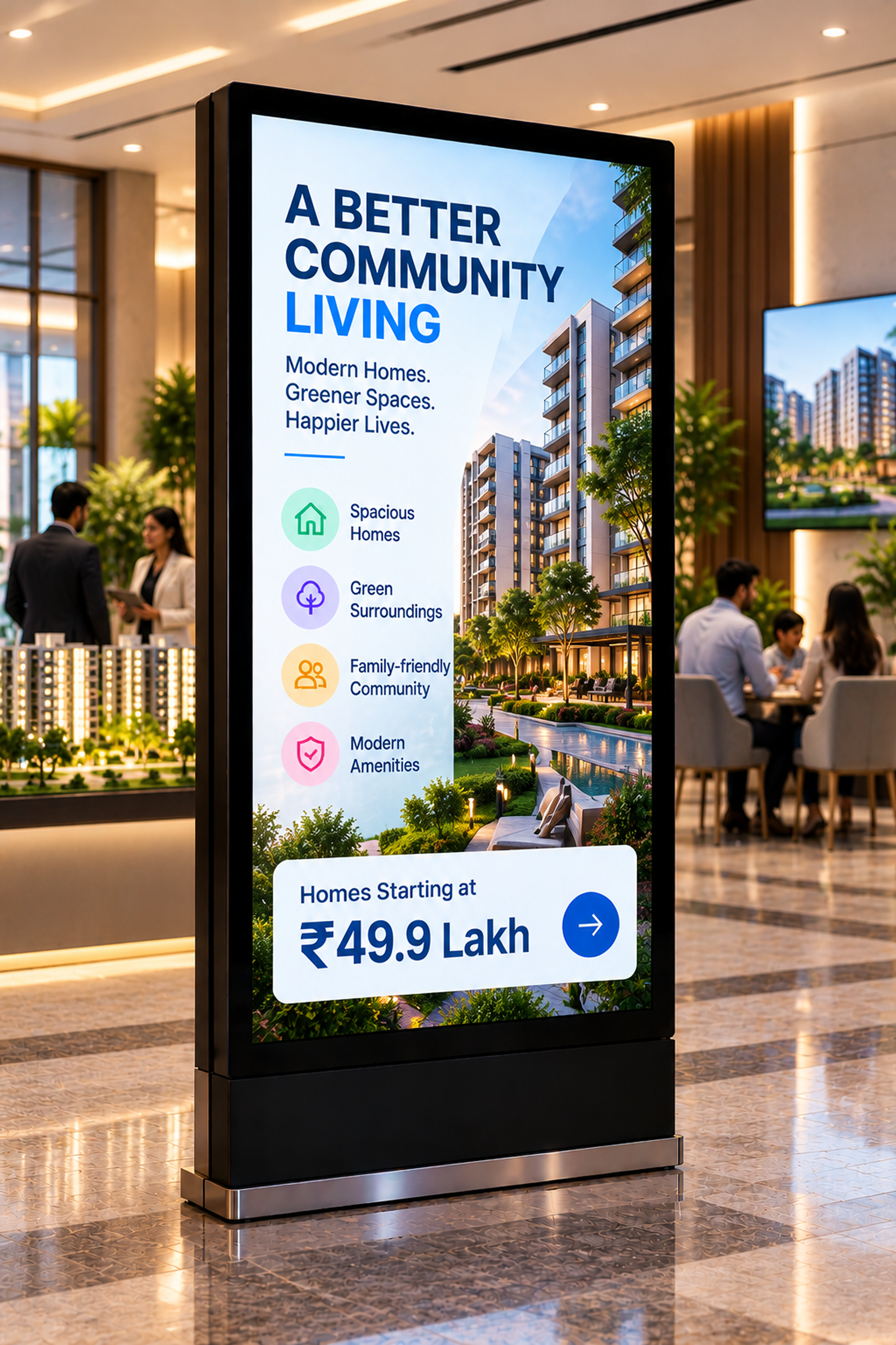 Digital signage for an commnunities