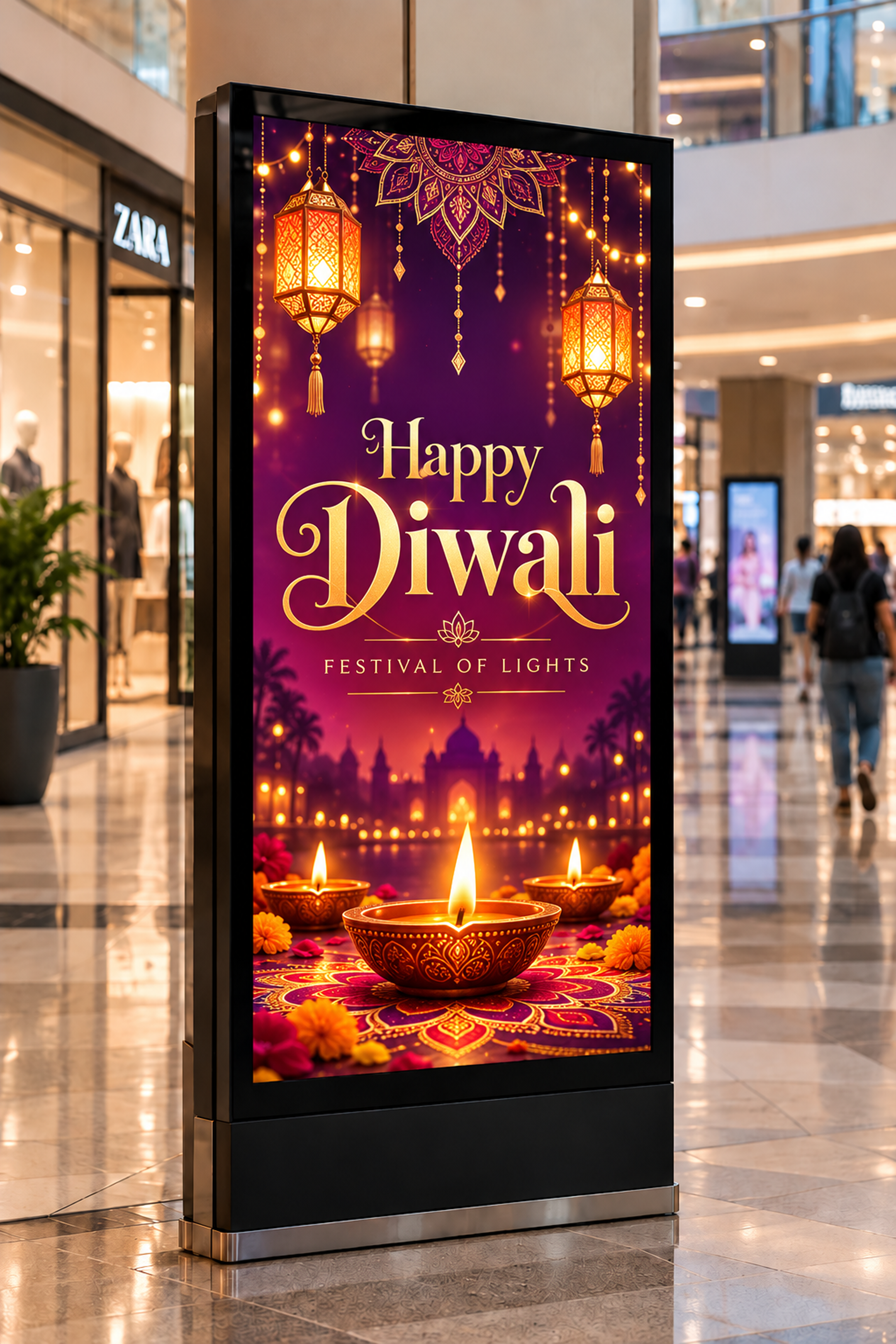 A seasonal campaign on a digital screen
