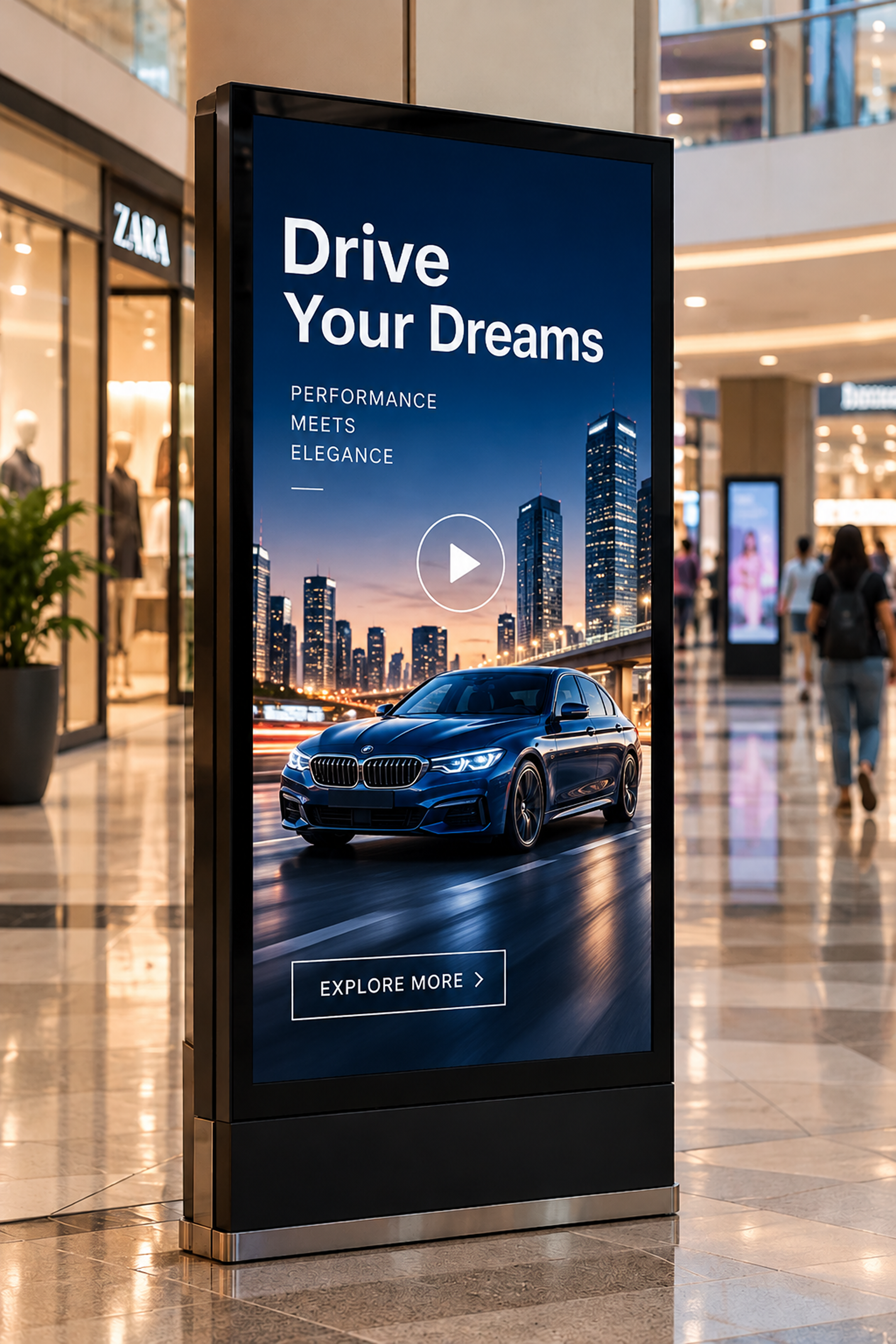 A brand campaign on a digital screen