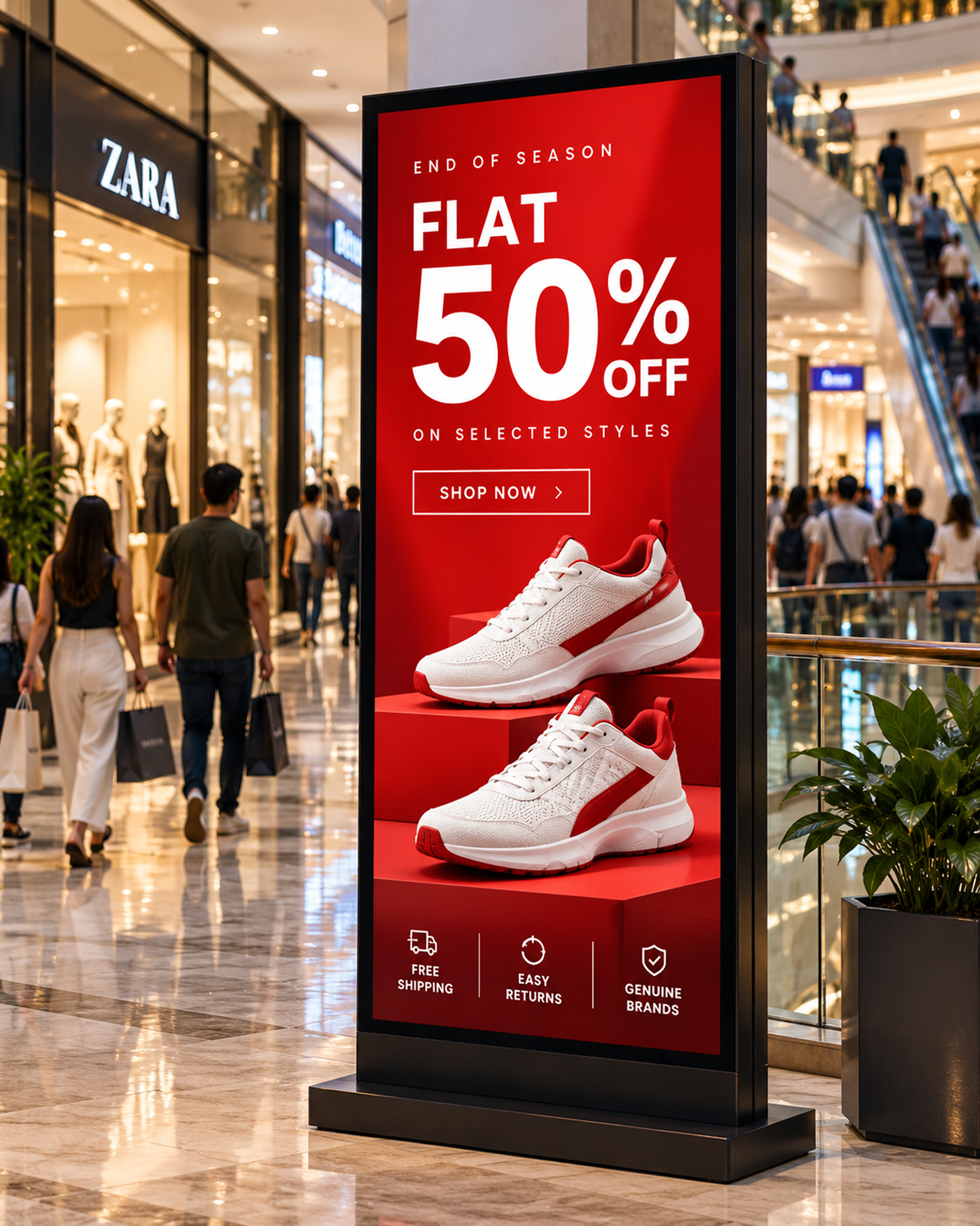 A sale promotion on a digital screen